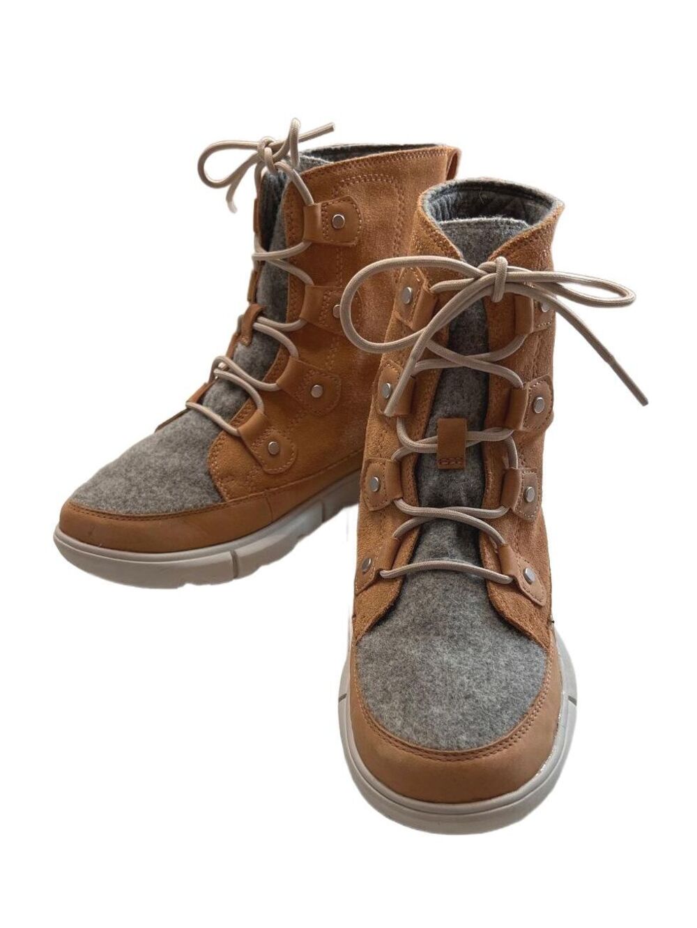 Sorel Explorer II Joan Felt Waterproof Boots Tan Grey Winter Cabin Gorpcore 9